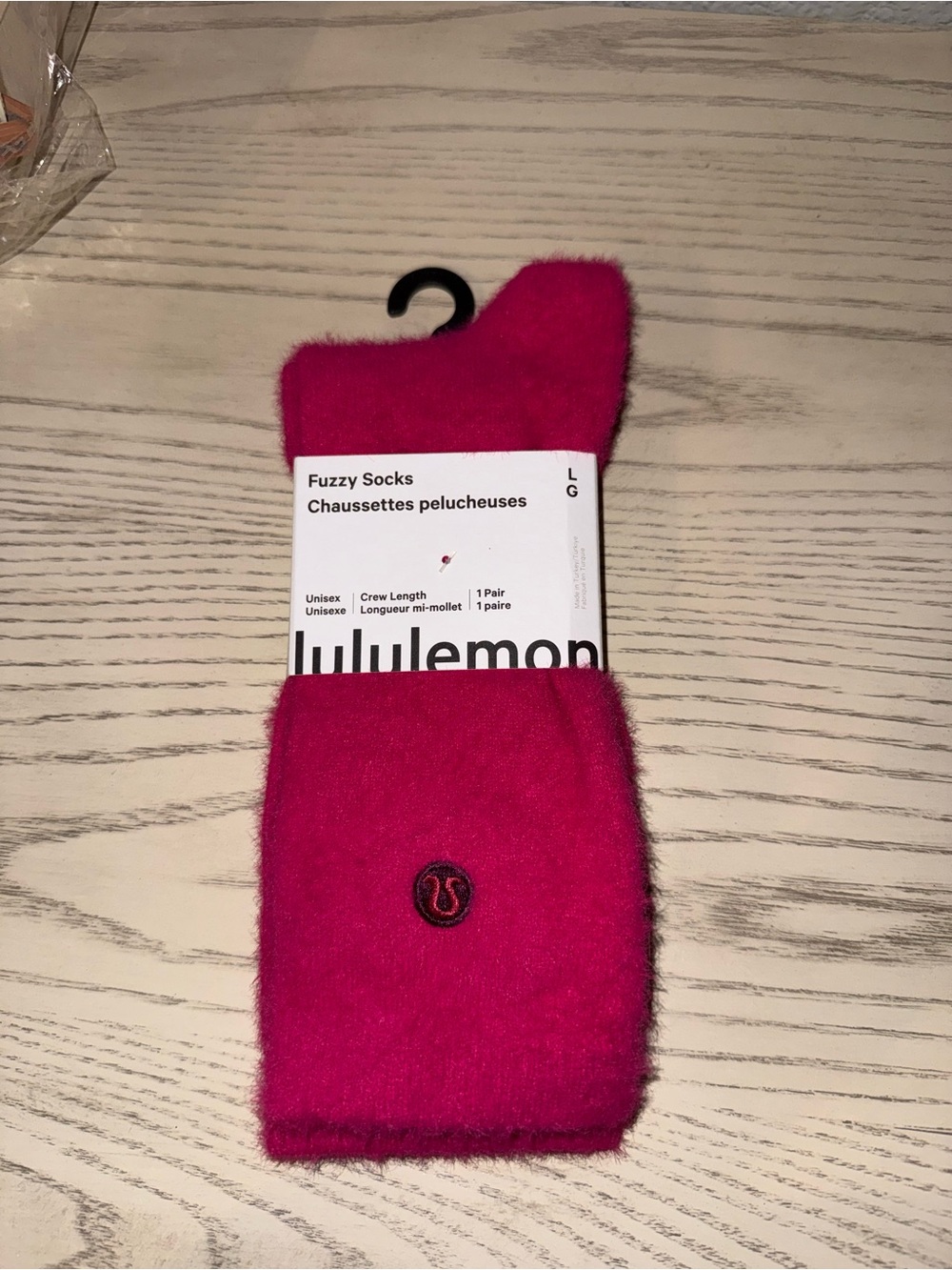 NWT- Lululemon athletica Fuzzy Crew Socks in Hot Pink- Size L